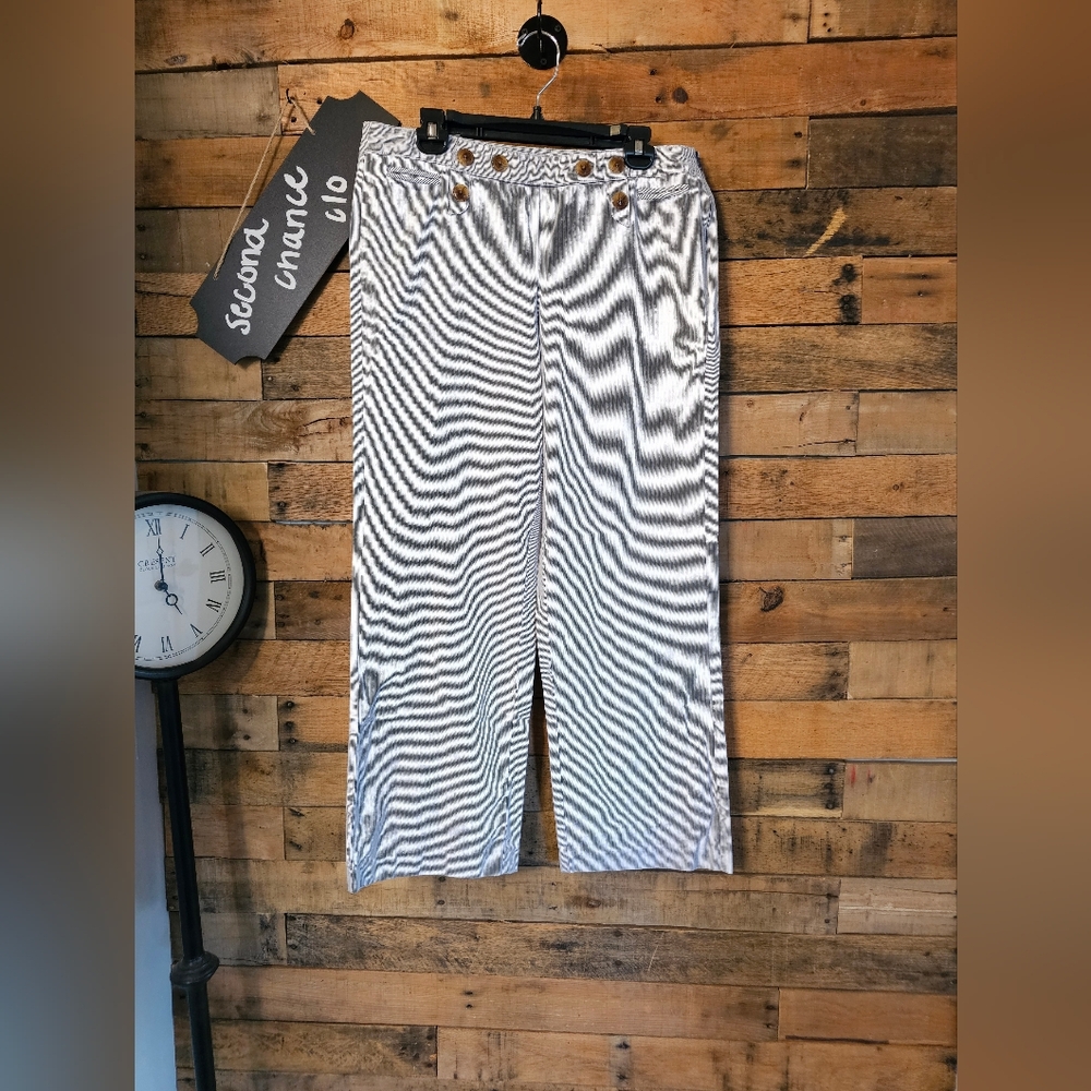 George Me Designs by Mark Eisen Women's Cotton Pinstripped Wide LegPants Size 12